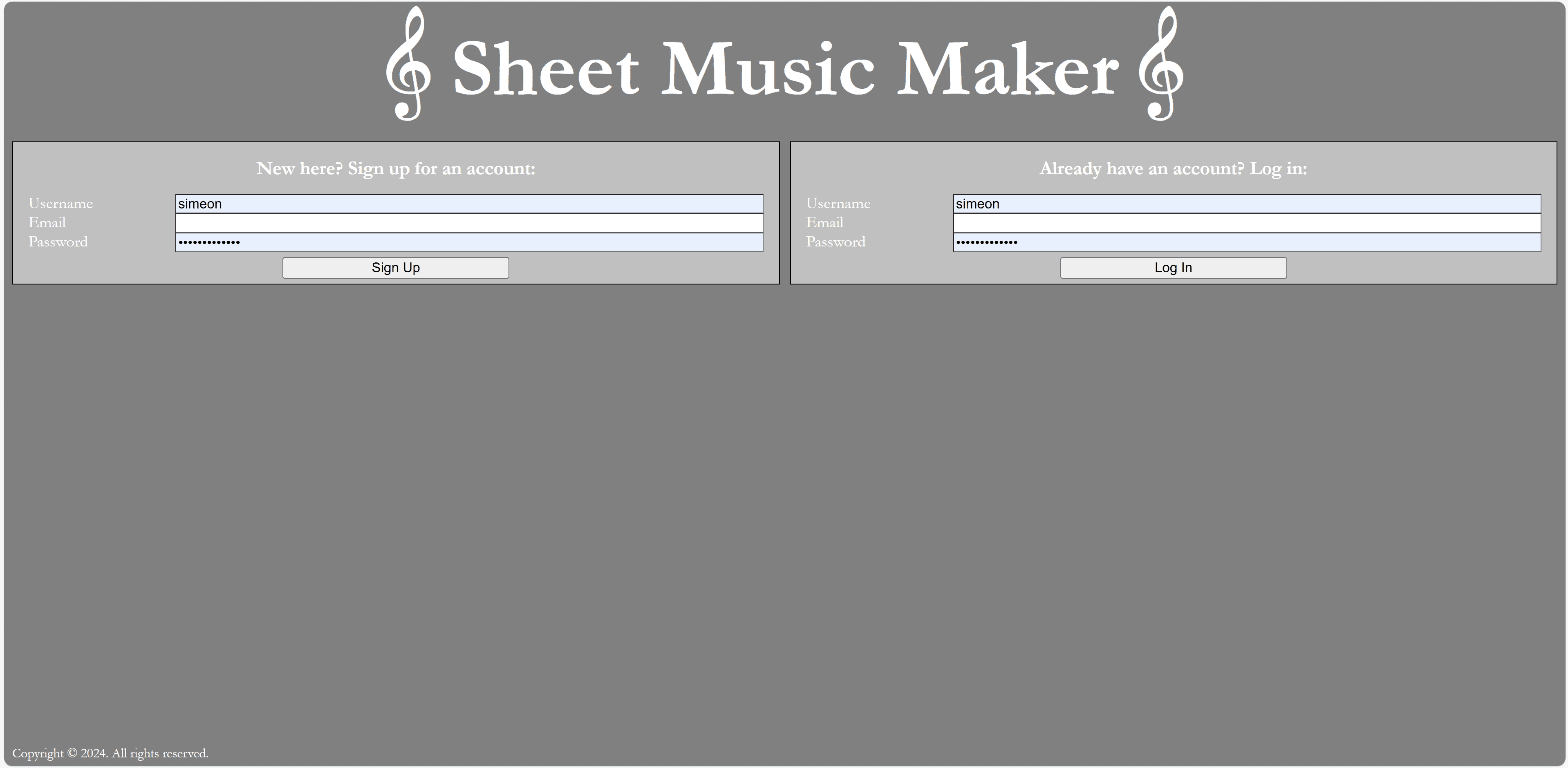 Sheet Music project Home Page